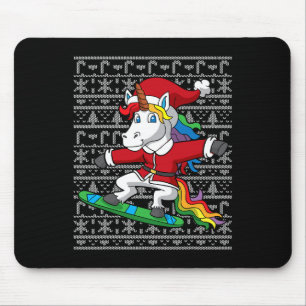Snowboarden Weihnachten Einhorn Santa Claus Snowbo Mousepad