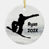 Snowboarden Weihnachten Schwarz auf Schnee Keramikornament (Vorne)