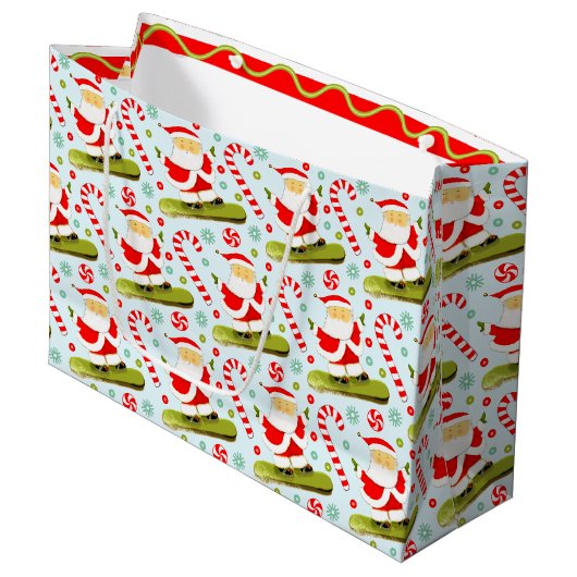 Snowboarden Weihnachtsfeiertag Geschenktasche Große Geschenktüte (Vorderseite Schrägansicht)