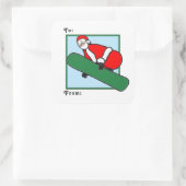 Snowboarden Weihnachtsgeschenk-Tags Quadratischer Aufkleber (Tasche)