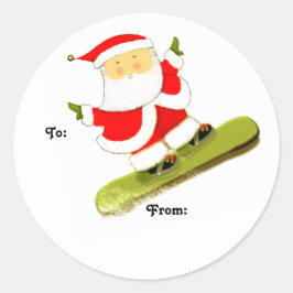 Snowboarden Weihnachtsgeschenk-Tags Runder Aufkleber