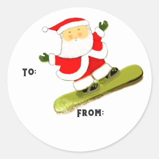 Snowboarden Weihnachtsgeschenk-Tags Runder Aufkleber (Vorderseite)