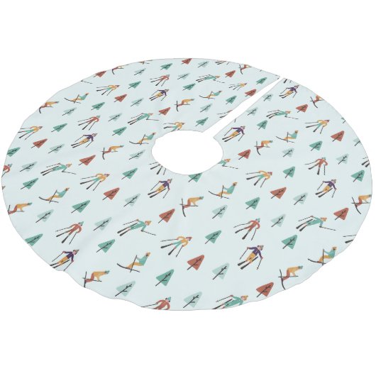 Snowboarden Winter Skifahren Weihnachten Vibe Patt Polyester Weihnachtsbaumdecke (Schrägansicht)