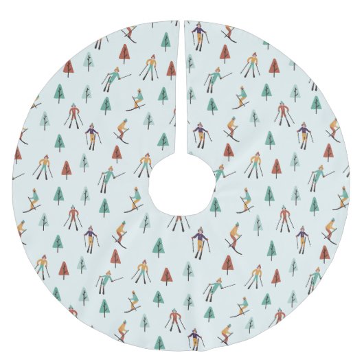 Snowboarden Winter Skifahren Weihnachten Vibe Patt Polyester Weihnachtsbaumdecke (Vorderseite)