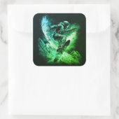 Snowboarden Wintersportgebirge Quadratischer Aufkleber (Tasche)