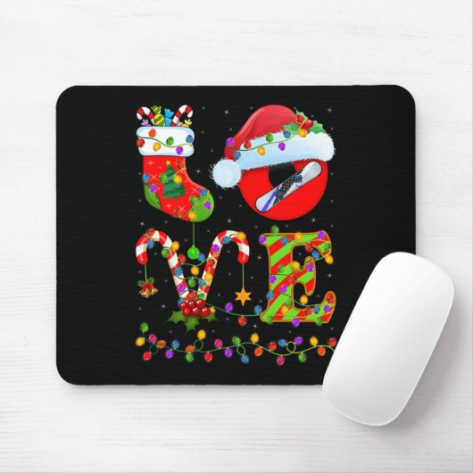 Snowboarden Xmas Lighting Santa Liebe Snowboarden Mousepad (Mit Mouse)