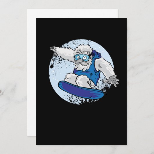 Snowboarden Yeti Big Foot Cooles Wintersportgesche Einladung (Vorne/Hinten)