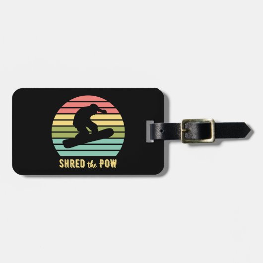 Snowboarden zerstörte den Vintagen Sonnenuntergang Gepäckanhänger (Vorderseite horizontal)