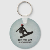 Snowboarder Action Pose - Grunge-Look - Ihr Text Schlüsselanhänger (Vorderseite)