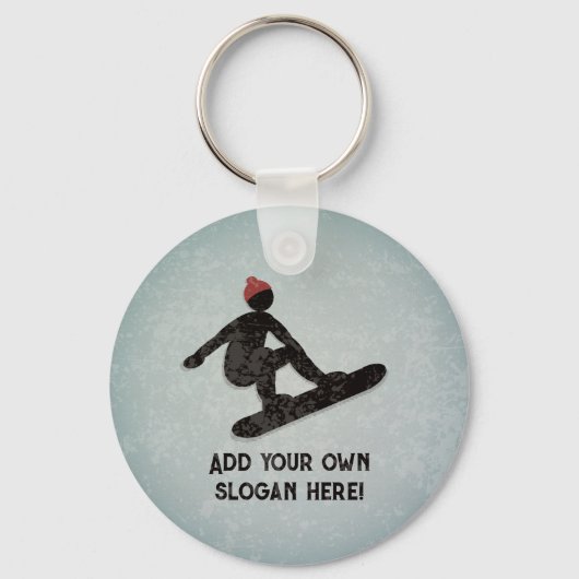 Snowboarder Action Pose - Grunge-Look - Ihr Text Schlüsselanhänger (Vorderseite)