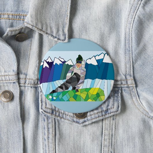 Snowboarder-Button (fertigen Sie zurück Farbe!) Button (Beispiel)