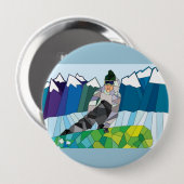 Snowboarder-Button (fertigen Sie zurück Farbe!) Button (Vorne & Hinten)