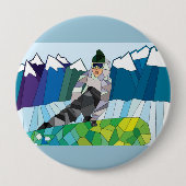 Snowboarder-Button (fertigen Sie zurück Farbe!) Button (Vorderseite)