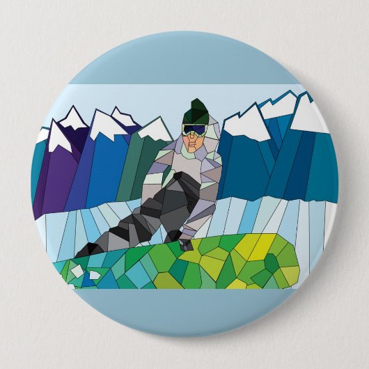 Snowboarder-Button (fertigen Sie zurück Farbe!) Button (Vorderseite)
