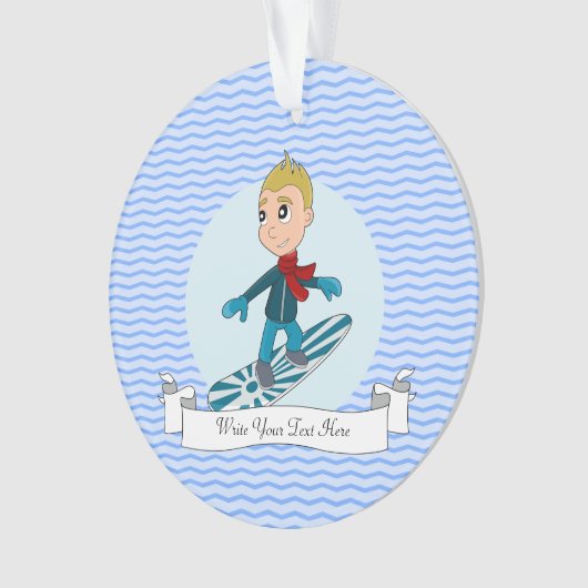 Snowboarder Cartoon Ornament (Vorderseite)