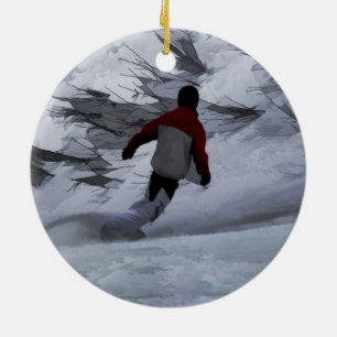 Snowboarder "Carving the Mountain" Wintersport Keramik Ornament