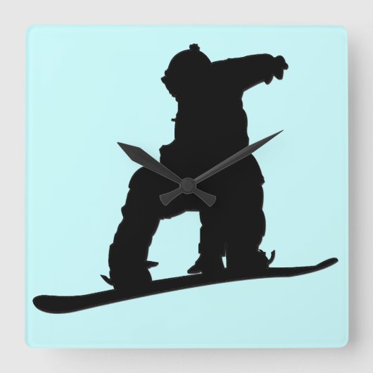 Snowboarder Clock Quadratische Wanduhr (Vorderseite)