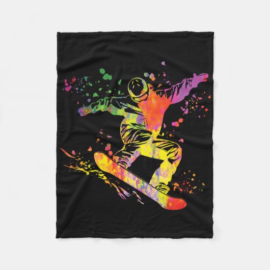 Snowboarder Colorful Snowboard Snowboarden 12 Fleecedecke (Vorderseite)