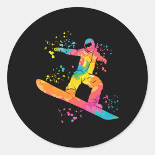 Snowboarder Colorful Snowboard Snowboarden 44 Runder Aufkleber