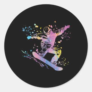 Snowboarder Colorful Snowboard Snowboarden 48 Runder Aufkleber