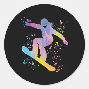 Snowboarder Colorful Snowboard Snowboarden &# Runder Aufkleber