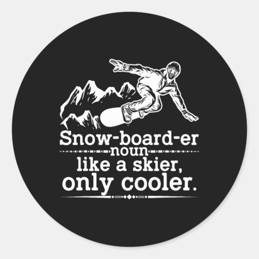 Snowboarder Definition Funny Snowboarding Winter S Runder Aufkleber (Vorderseite)
