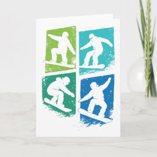 Snowboarder Distressed Color Block Wintersport M Karte