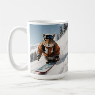 Snowboarder Eichhörnchen Winterzeit Whimsisches Ti Kaffeetasse