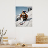 Snowboarder Eichhörnchen Winterzeit Whimsisches Ti Poster (Küche)