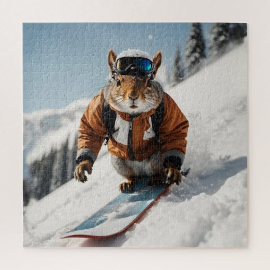 Snowboarder Eichhörnchen Winterzeit Whimsisches Ti Puzzle (Vertikal)