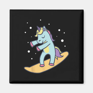 Snowboarder Einicorn Snowboarden Wintersportski Magnet