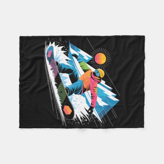 Snowboarder Entdecken Sie die Pisten Snowboarden L Fleecedecke (Vorderseite (Horizontal))