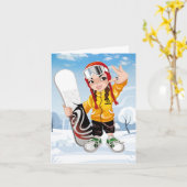 Snowboarder Faltkarte Karte (Gelbe Blume)