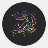 Snowboarder farbenfrohe Snowboard Snowboarden 1 Runder Aufkleber (Vorderseite)