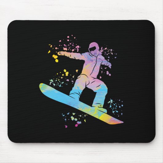 Snowboarder farbenfrohe Snowboard Snowboarden 4 Mousepad (Vorne)