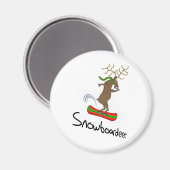 Snowboarder Funny Snowboarder Rentier Magnet (Vorderseite/Rückseite)