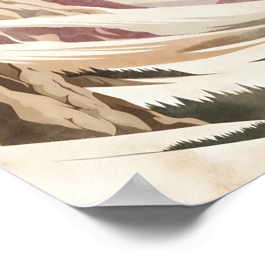 Snowboarder Genießen Sie die Snowy Mountains Poster (Ecke)