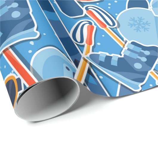 Snowboarder Geschenkpapier (Rolleneckpunkt)