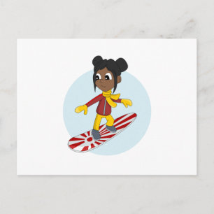 Snowboarder Girl Cartoon Postkarte
