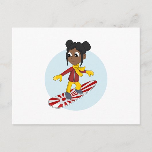 Snowboarder Girl Cartoon Postkarte (Vorderseite)
