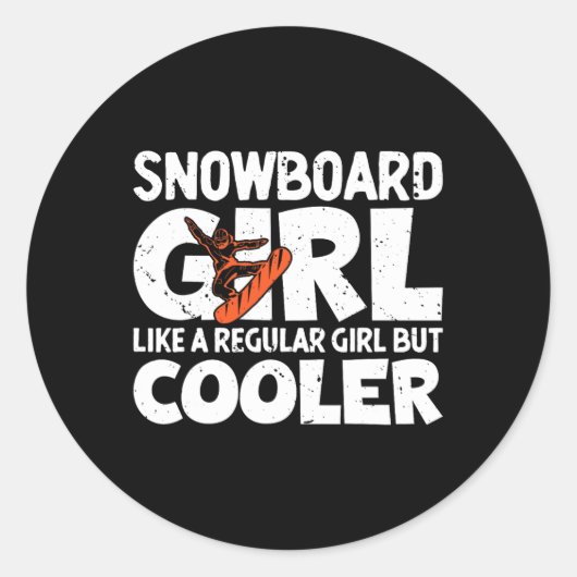 Snowboarder Girl Snowboard Snowboarden Geschenke W Runder Aufkleber (Vorderseite)
