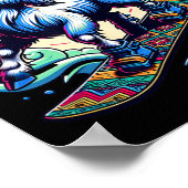 Snowboarder Goat Adventure in Snowy Mountains Poster (Ecke)