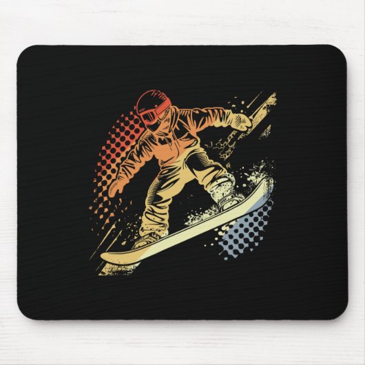 Snowboarder Grafik Retro Style Alpenversand Mousepad (Vorne)
