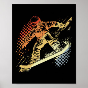 Snowboarder Grafik Retro Style Alpenversand Poster