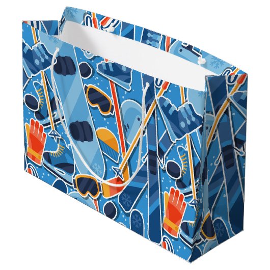 Snowboarder Große Geschenktüte (Rückseite Schrägansicht)