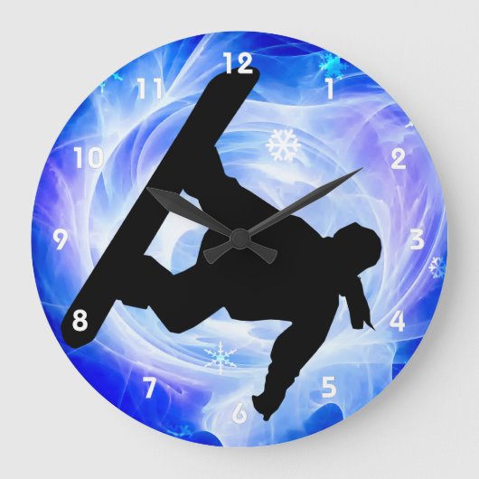 Snowboarder Große Wanduhr (Vorderseite)