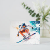 Snowboarder Illustration Postkarte (Stehend Vorderseite)
