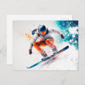 Snowboarder Illustration Postkarte (Vorne/Hinten)
