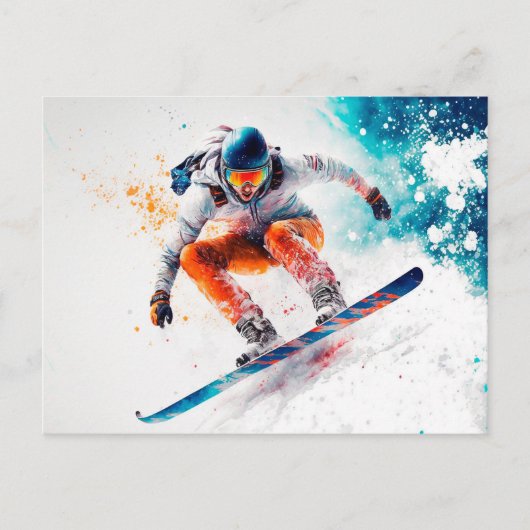Snowboarder Illustration Postkarte (Vorderseite)
