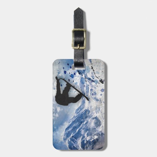 Snowboarder im Flug Gepäckanhänger (Vorderseite vertikal)